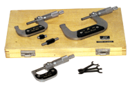 0 - 3'' Measuring Range - .0001 Graduation - Ratchet Thimble - Carbide Face - Outside Micrometer Set - Americas Industrial Supply