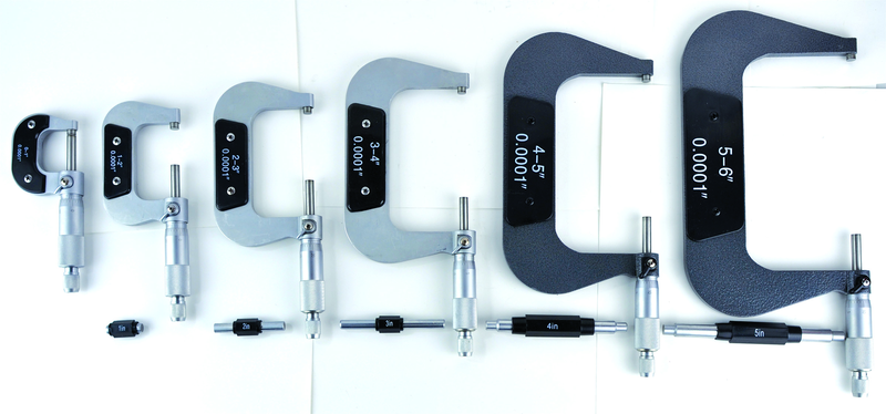 0 - 6'' Measuring Range - .0001 Graduation - Ratchet Thimble - Carbide Face - Outside Micrometer Set - Americas Industrial Supply