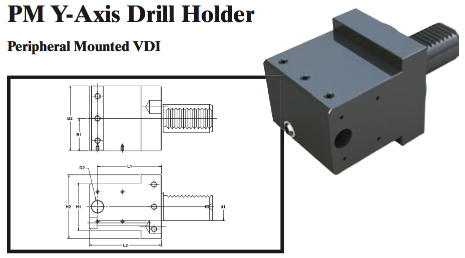 PM Y-Axis Drill Holder (Peripheral Mounted VDI) - Part #: PM59.4012D - Americas Industrial Supply