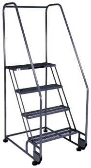 Model 3TR26E4; 3 Steps; 28 x 41'' Base Size - Tilt-N-Roll Ladder - Americas Industrial Supply