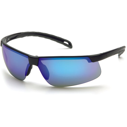 Ever-Lite Sky Blue Mirror Lens Black Frame Safety Glasses - Americas Industrial Supply
