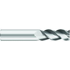 1/2 x 1/2 x 1-1/4 x 3 OAL Square 3 Flute Carbide End Mill for Aluminum - Round Shank- Uncoated - Americas Industrial Supply
