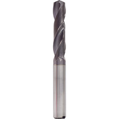 10.7 mm Dia. × 12 mm Shank × 55 mm Flute Length × 102 mm OAL, 3xD, 140°, TiAlN, 2 Flute, Internal, Round Solid Carbide Drill - Exact Industrial Supply
