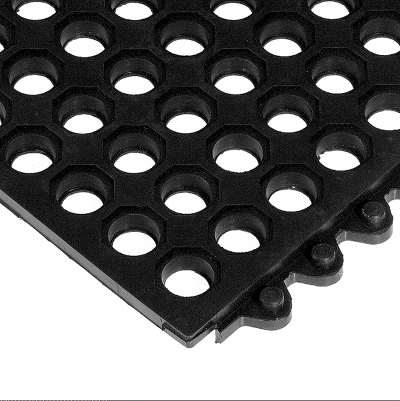 24 / Seven Floor Mat - 3' x 3' x 5/8" Thick (Black Drainage All Purpose) - Americas Industrial Supply