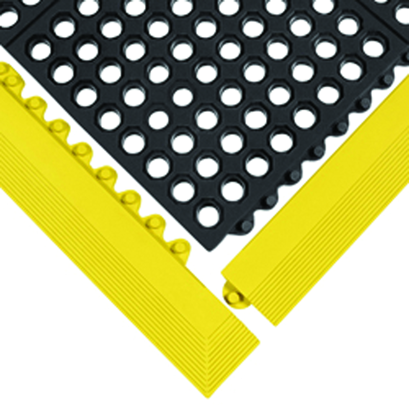 24/Seven NBR Edging Female Yellow Work Mat - Americas Industrial Supply