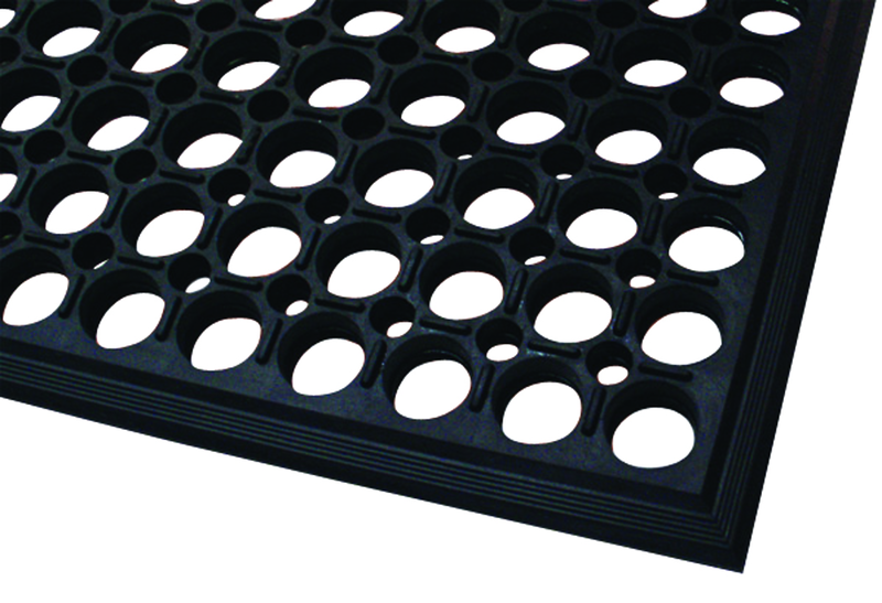 3' x 5' x 1/2" Thick Drainage Mat - Black - Grit Coated - Americas Industrial Supply