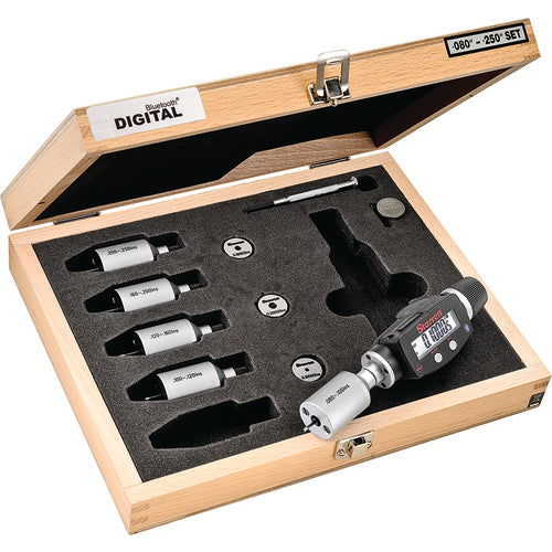 Starrett S770BXTBZ Electronic Internal Micrometer Set, 2-Point Contact (.080-.250″ (2-6mm) Range) and built-in Bluetooth - Exact Industrial Supply