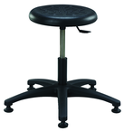 Round Polyurethane Stool - Standard Glides, 14" Soft Black Poly Seat, Pneumatic Hgt Adj, Black ABS Five Star Base, Desk Hgt 16.5"-21.5" - Americas Industrial Supply
