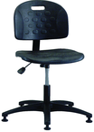 Polyurethane Stool - Standard Glides, Casters Optional, Pneumatic Hht Adj, Contoured Waterfall Seat, Adj Contoured Backrest, Black Reinforced ABS Base, Desk Hgt 16.5"-21.5" - Americas Industrial Supply