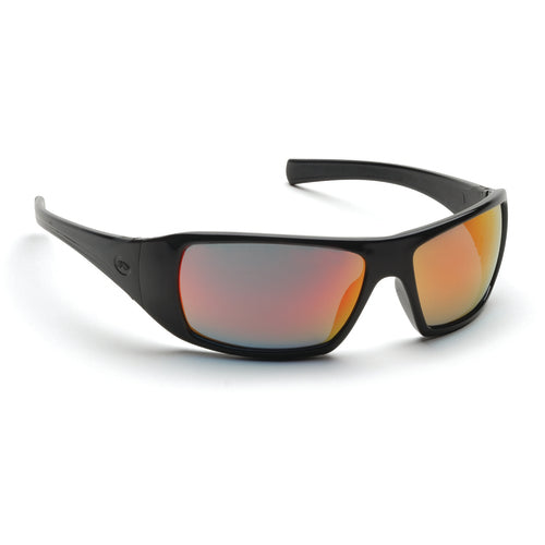 Safety Glasses - Black Frame, Ice Orange Mirror Lens - Americas Industrial Supply
