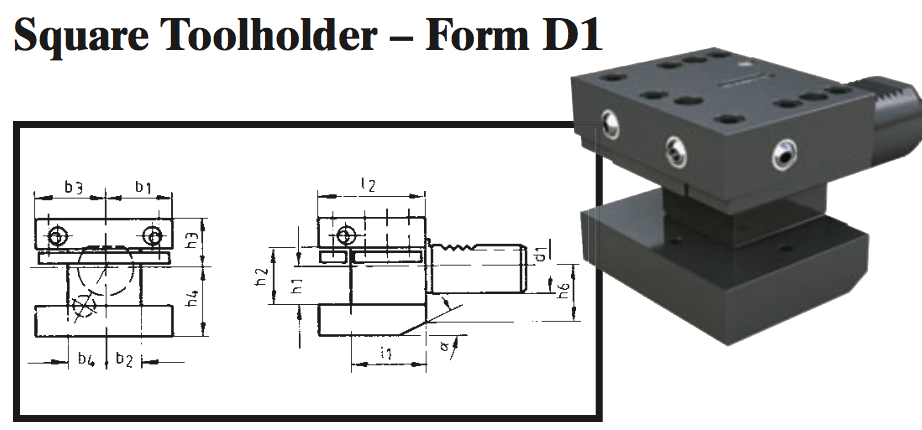 VDI Square Toolholder - Form D1 - Part #: CNC86 41.5032 - Americas Industrial Supply