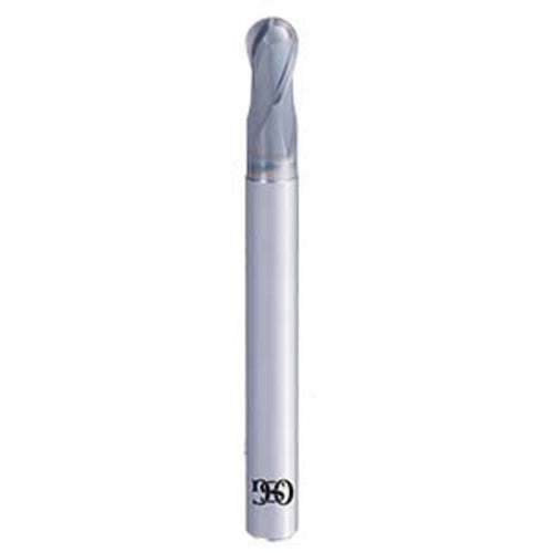 3/8″ Dia. × 3/8″ Shank × 0.375″ DOC × 3-1/2″ OAL, Carbide DURO, 2 Flute, Shrink Fit, Ballnose End Mill - Exact Industrial Supply