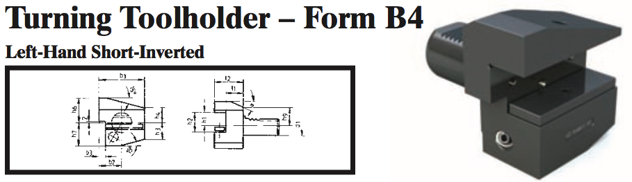 VDI Turning Toolholder - Form B4 (Left-Hand Short-Inverted) - Part #: CNC86 24.2516.1 - Americas Industrial Supply
