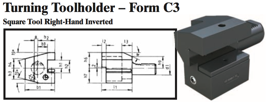VDI Turning Toolholder - Form C3 (Square Tool Right-Hand Inverted) - Part #: CNC86 33.5032 - Americas Industrial Supply