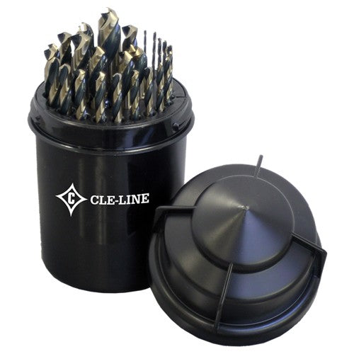 1/16-1/2 RHS / RHC HSS 135 Degree Split Point Bit Barrel™ Black & Gold Jobber Length Drill Set - Black & Gold - Exact Industrial Supply