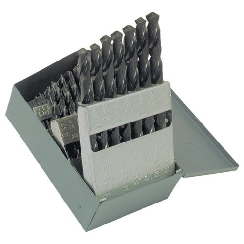 1/16-1/2 RHS / RHC HSS 118 Degree Radial Point General Purpose Jobber Lengh Drill Set - Steam Oxide - Exact Industrial Supply