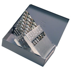 1/16-1/2 LHS / LHC HSS 118 Degree Radial Point Left Hand Helix Jobber Length Drill Set - Bright - Exact Industrial Supply