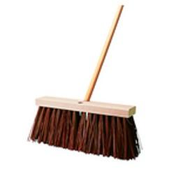 Street Broom, Hardwood Block, Palmyra Fill - Wide flared ends - Tapered handle holes - Americas Industrial Supply