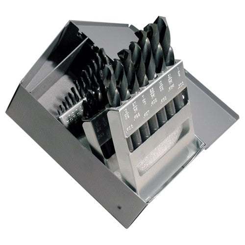 1/16-1/2 RHS / RHC HSS 135 Degree Split Point Heavy Duty Screw Machine Length Drill Set - Steam Oxide - Exact Industrial Supply