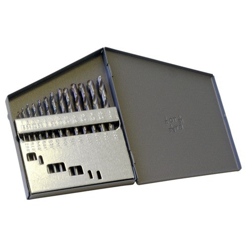 1/16-1/4 RHS / RHC HSS 135 Degree Split Point Heavy Duty Jobber Length Drill Set - TiAlN - Exact Industrial Supply
