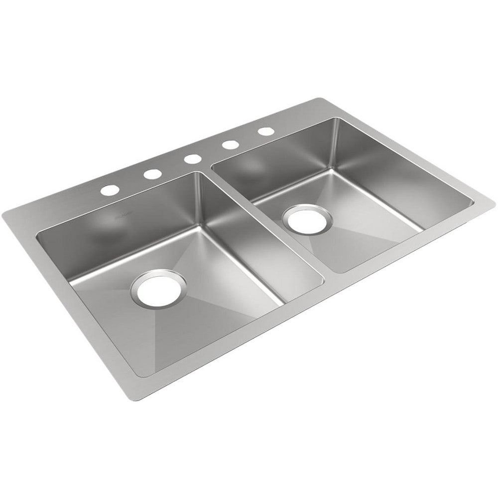 Sinks; Type: Dropin, Undermount; Mounting Location: Countertop; Number Of Bowls: 2; Material: Stainless Steel; Faucet Included: No; Faucet Type: No Faucet; Valve Design: No Valve