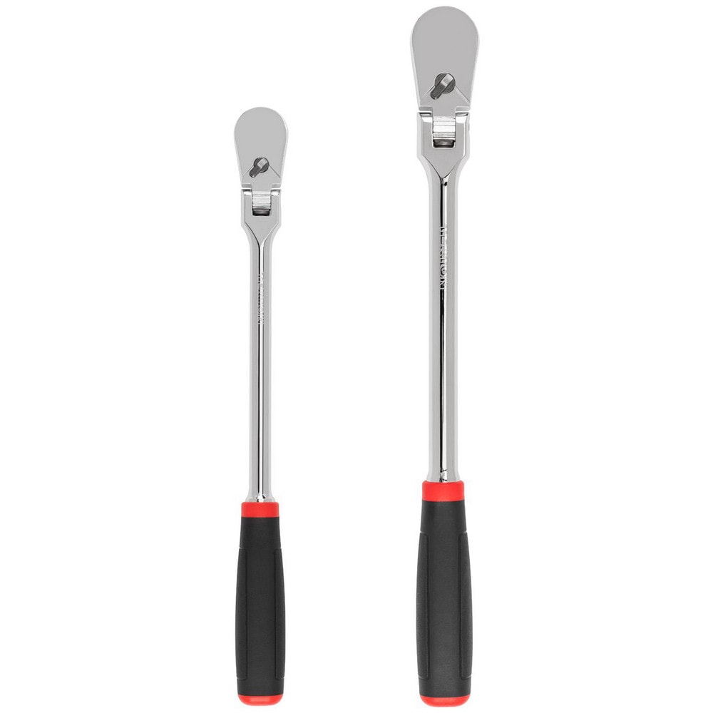 Ratchet Sets; Drive Size: 1/2 in, 3/8 in; Overall Length (Inch): 12, 14; Head Shape: Pear; Head Features: Compact; Head Style: Flexible; Material: Steel; Handle Type: Comfort Grip; Finish: Full-Polished