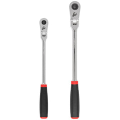 Ratchet Sets; Drive Size: 1/2 in, 3/8 in; Overall Length (Inch): 12, 14; Head Shape: Pear; Head Features: Compact; Head Style: Flexible; Material: Steel; Handle Type: Comfort Grip; Finish: Full-Polished