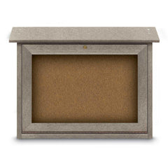 Enclosed Bulletin Board: 24" Wide, 18" High, Cork, Tan