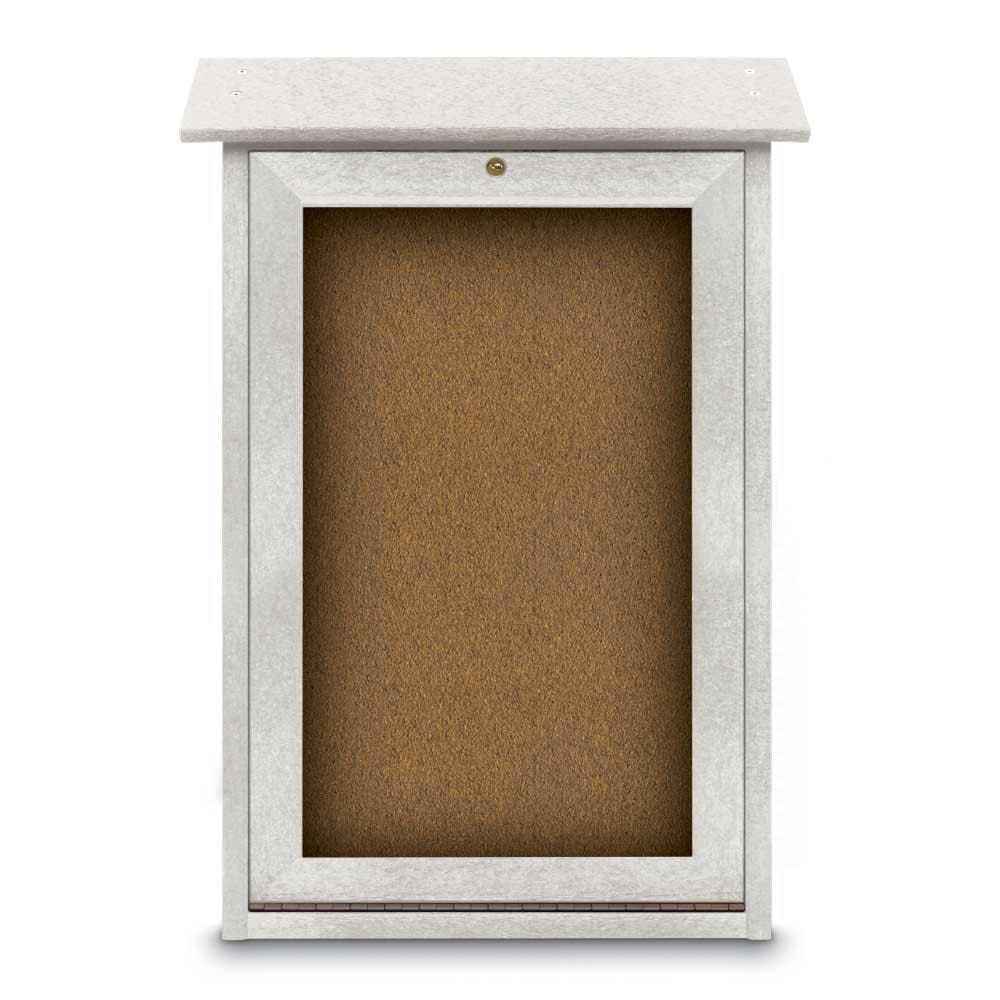 Enclosed Bulletin Board: 18" Wide, 29" High, Cork, Tan