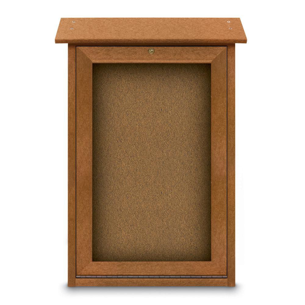 Enclosed Bulletin Board: 18" Wide, 29" High, Cork, Tan
