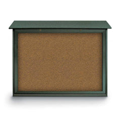 Enclosed Bulletin Board: 45" Wide, 36" High, Cork, Tan