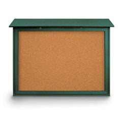 Enclosed Cork Bulletin Board: 45" Wide, 36" High, Cork, Natural Tan