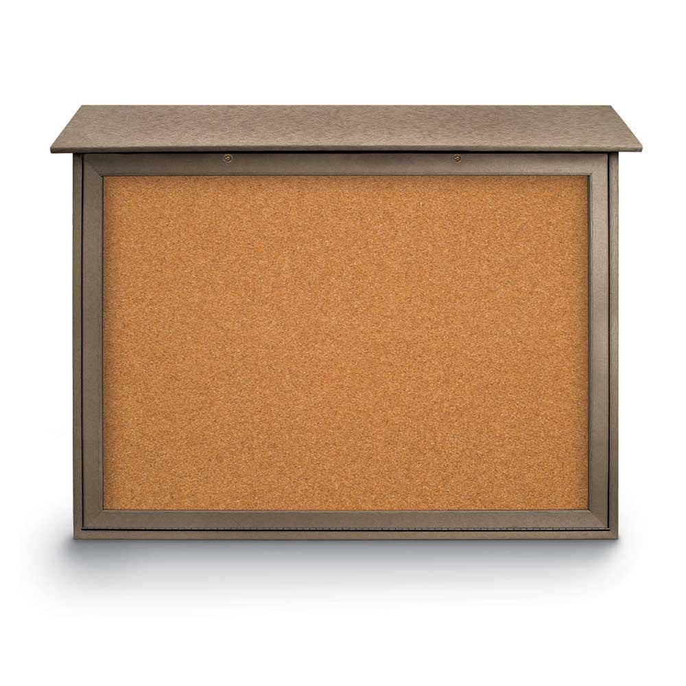 Enclosed Cork Bulletin Board: 45" Wide, 36" High, Cork, Natural Tan