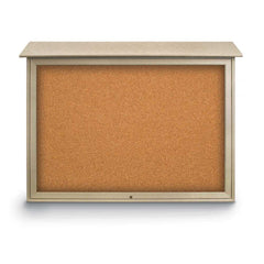 Enclosed Cork Bulletin Board: 52" Wide, 40" High, Cork, Natural Tan