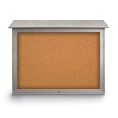 Enclosed Cork Bulletin Board: 45" Wide, 36" High, Cork, Natural Tan