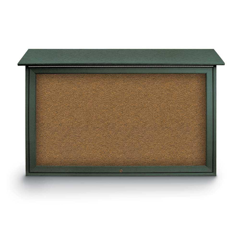 Enclosed Bulletin Board: 45" Wide, 30" High, Cork, Tan