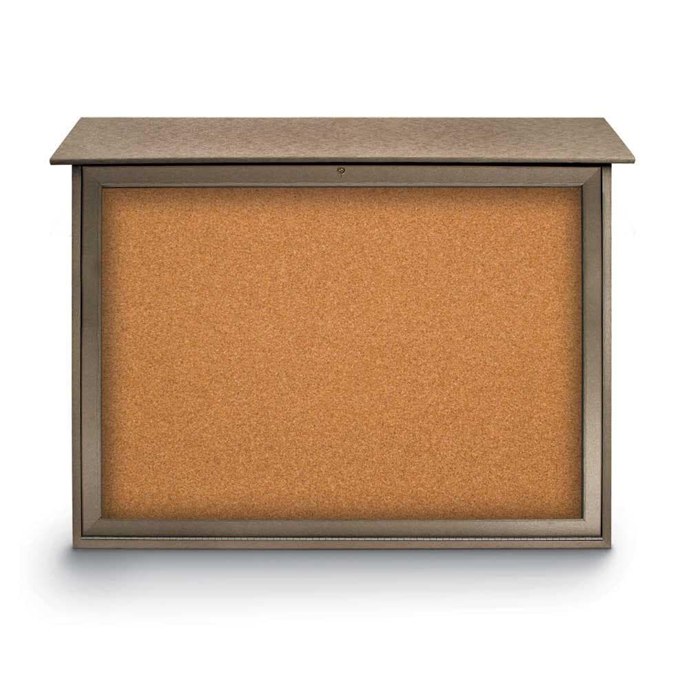Enclosed Cork Bulletin Board: 45" Wide, 36" High, Cork, Natural Tan