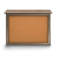 Enclosed Cork Bulletin Board: 45" Wide, 36" High, Cork, Natural Tan