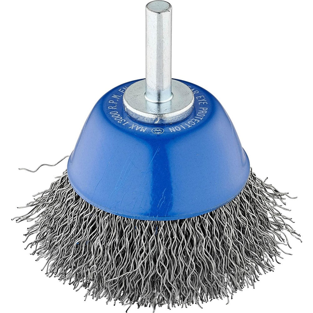 Cup Brush: 2-1/2" Dia, 0.0140" Wire Dia, Steel, Crimped