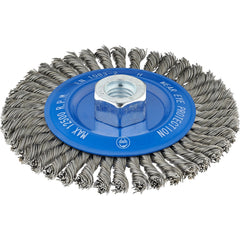 Wheel Brush: 4" Wheel Dia, 1/2" Face Width, 0.0200" Wire Dia,  Crimped