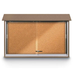 Enclosed Cork Bulletin Board: 45" Wide, 30" High, Cork, Natural Tan