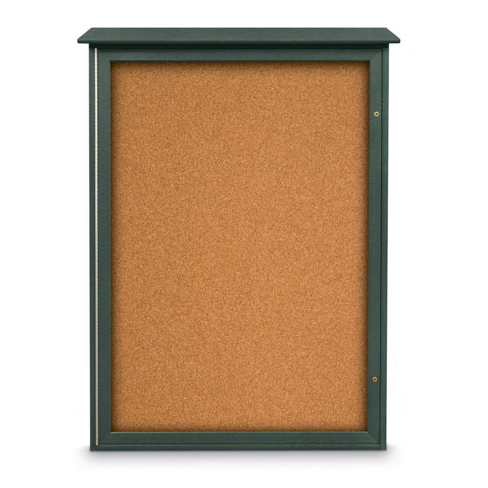 Enclosed Cork Bulletin Board: 54" Wide, 38" High, Cork, Natural Tan