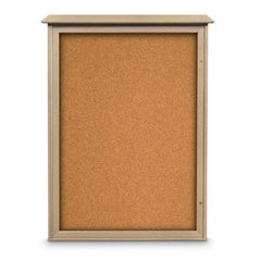 Enclosed Cork Bulletin Board: 54" Wide, 38" High, Cork, Natural Tan