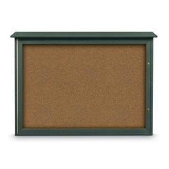 Enclosed Bulletin Board: 48" Wide, 36" High, Cork, Tan