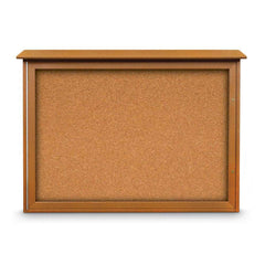 Enclosed Cork Bulletin Board: 48" Wide, 36" High, Cork, Natural Tan