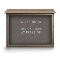 Enclosed Letter Board: 45" Wide, 36" High, Fabric, Gray