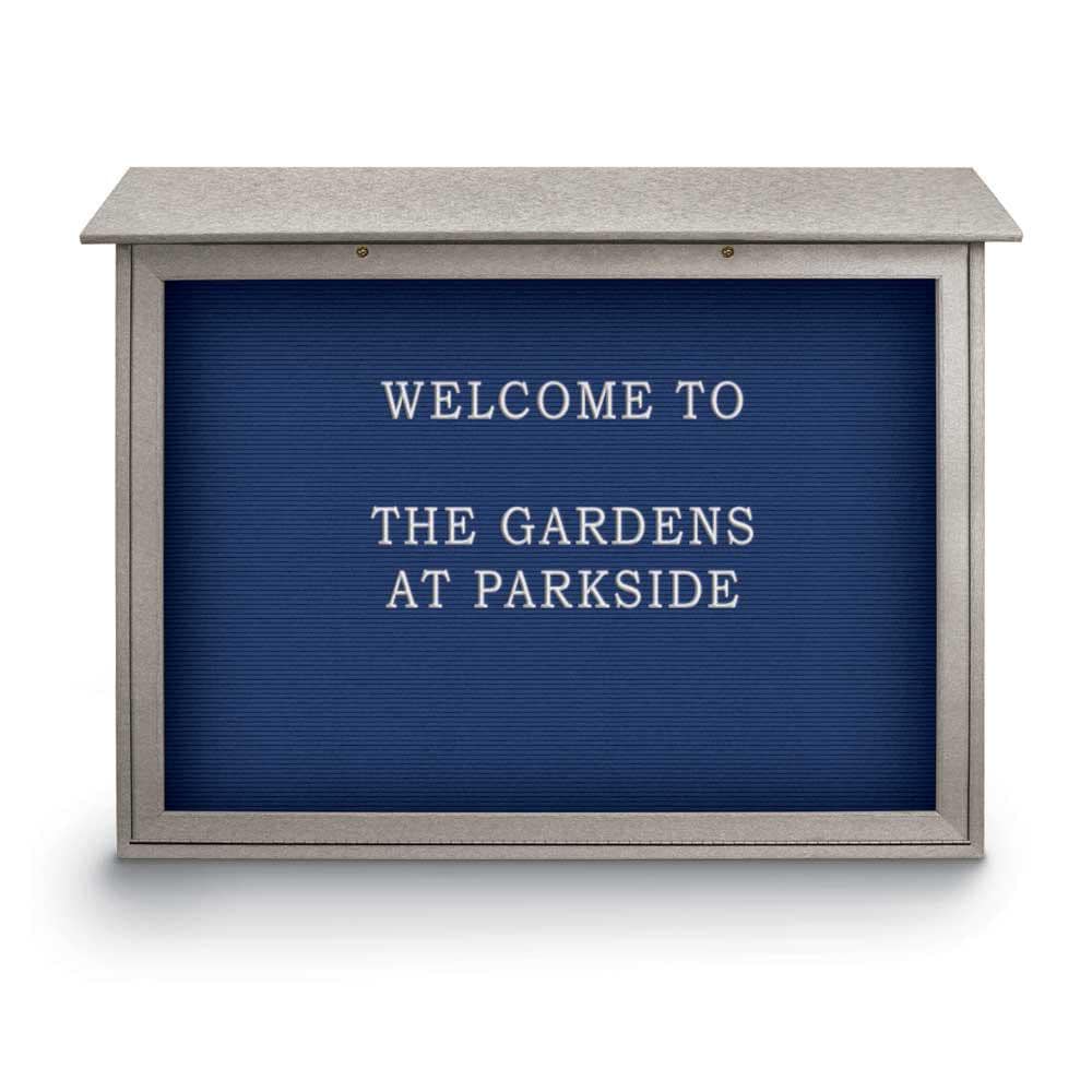 Enclosed Letter Board: 45" Wide, 36" High, Laminate, Blue