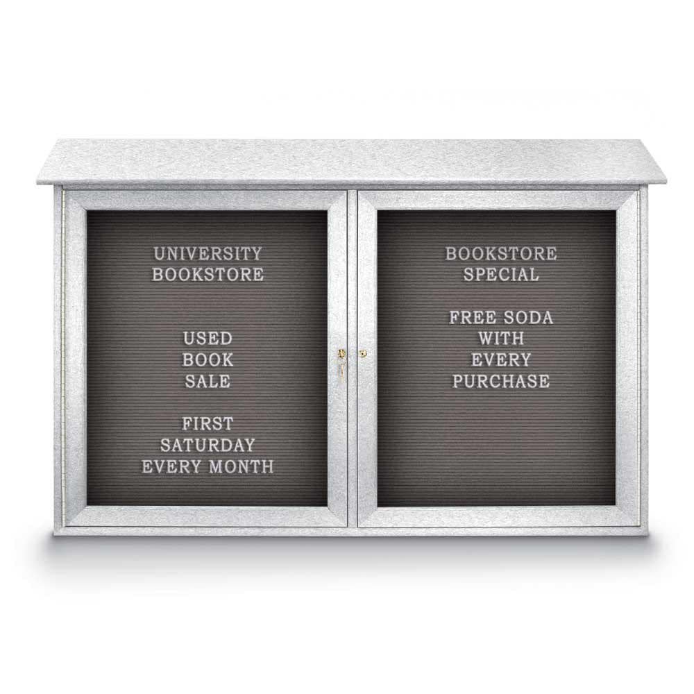 Enclosed Letter Board: 45" Wide, 30" High, Fabric, Gray