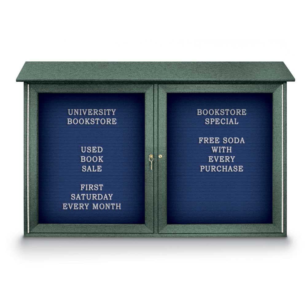 Enclosed Letter Board: 45" Wide, 30" High, Laminate, Blue