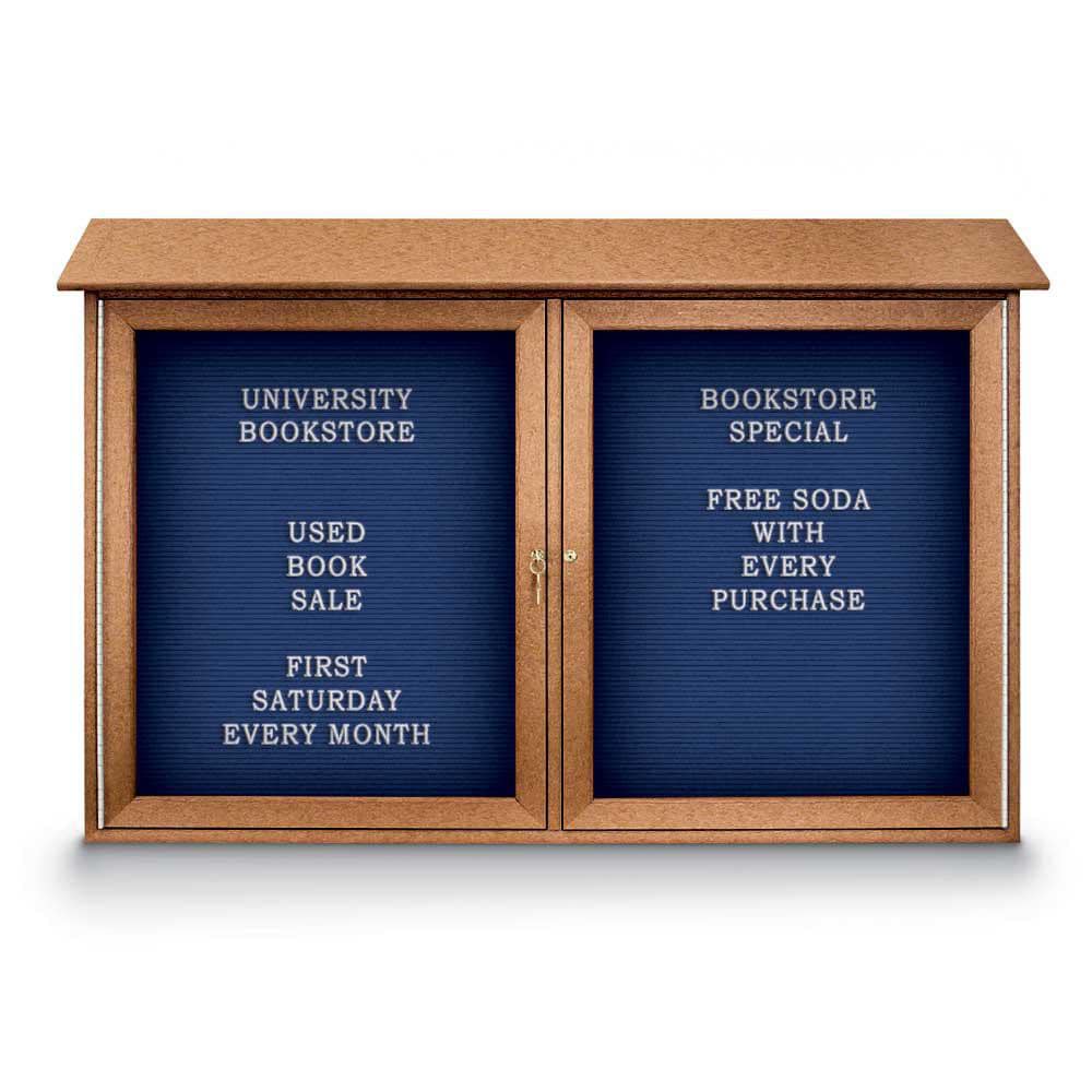 Enclosed Letter Board: 45" Wide, 30" High, Laminate, Blue